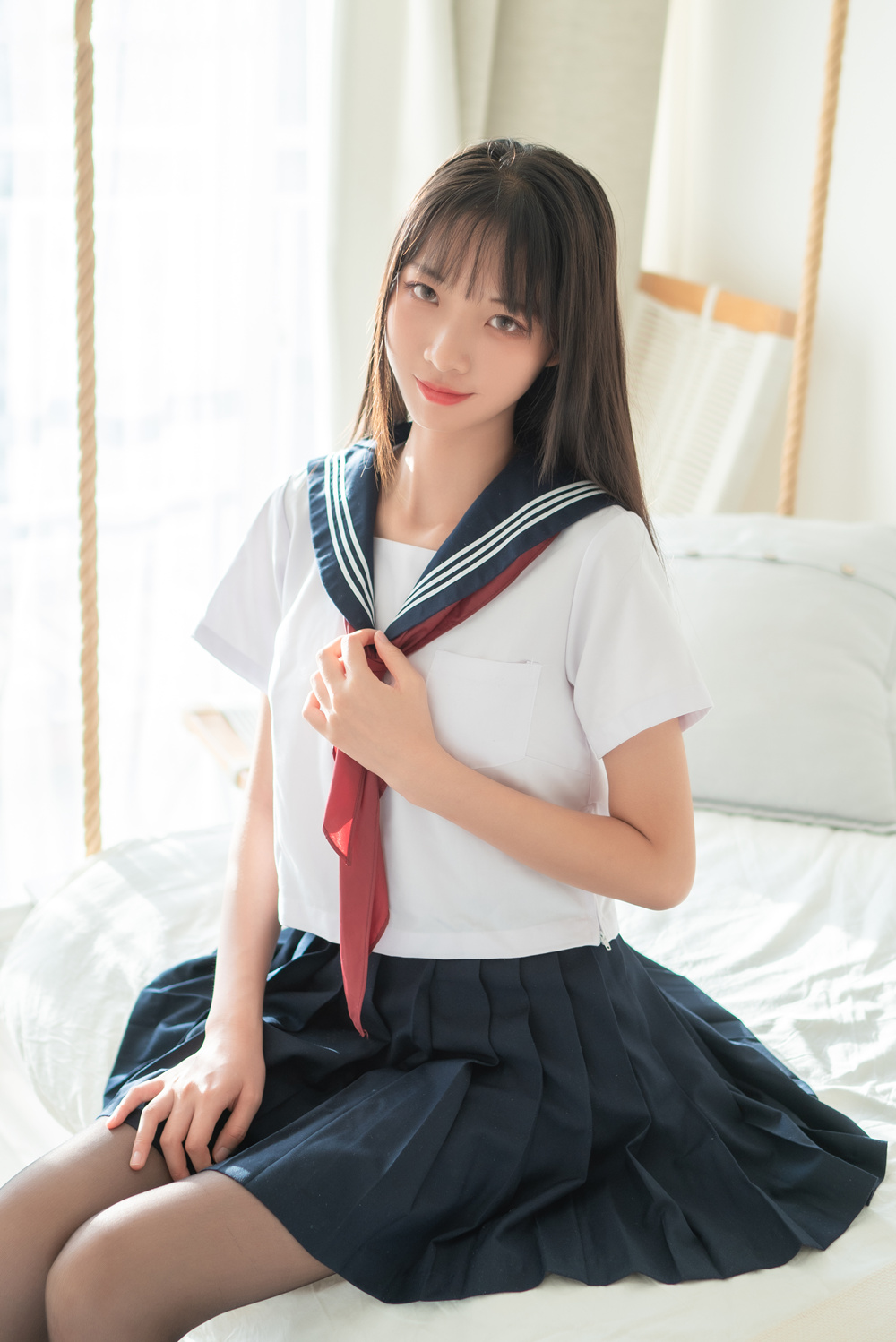 图片[1]-西瓜少女 VOL.028 黑丝蓝白JK［49P460M］-微密空间-全网最全抖音网红铁粉空间觅圈