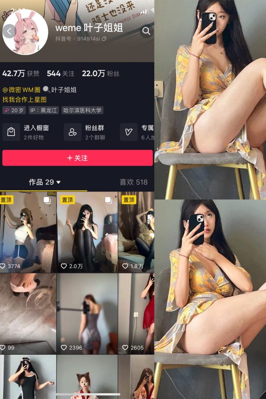 抖音 叶子姐姐 微密圈  NO.014期 【6P9V】最新至：2023.6.7-微密空间-全网最全抖音网红铁粉空间觅圈